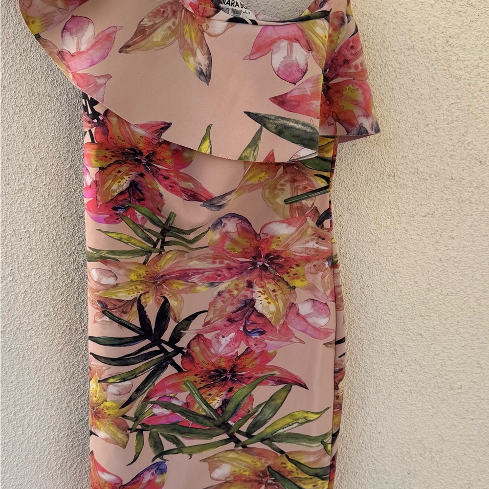 Chiara Boni One Shoulder Floral Dress - Pink and Green
